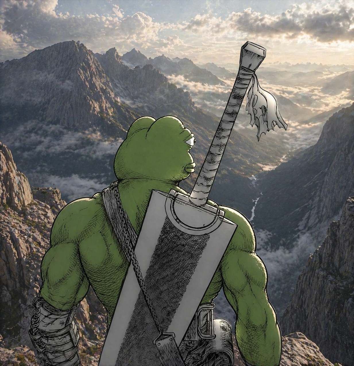 $UNBROKEN character overlooking the range