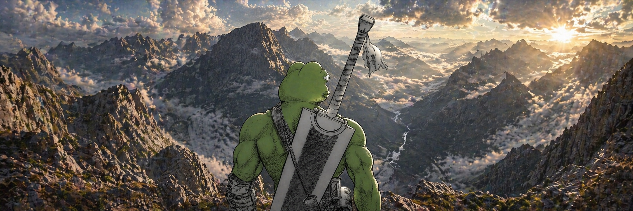 $UNBROKEN hero art: lone figure at dawn over mountains